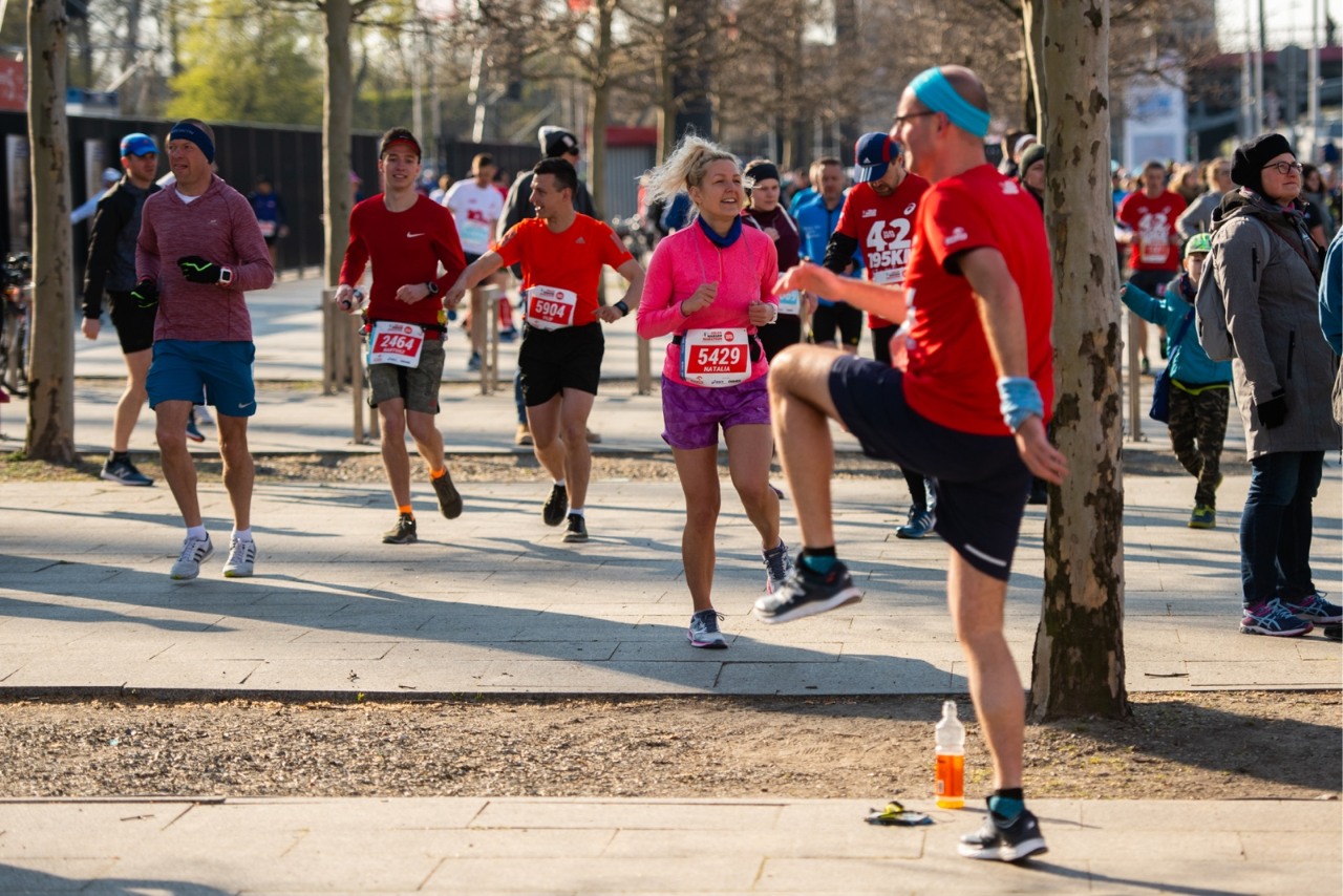 A group of athletes during a warm-up