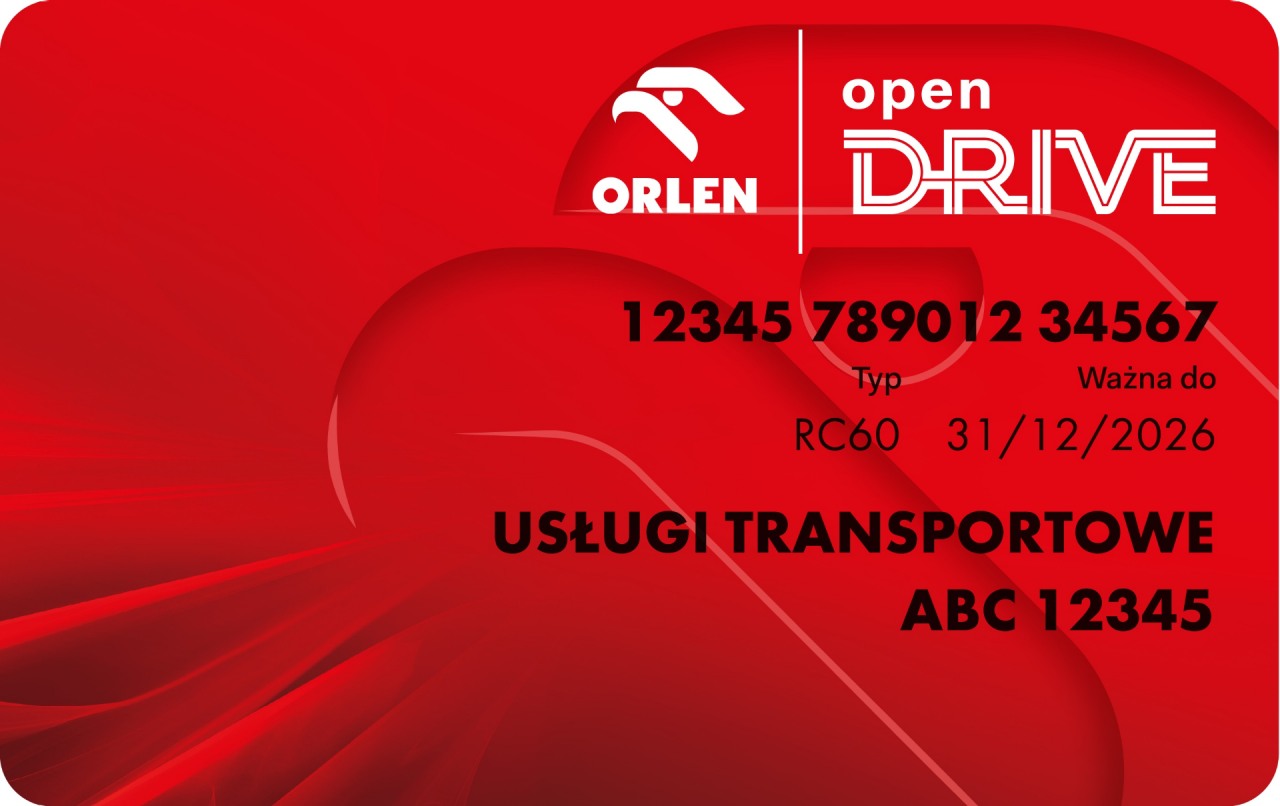 Karta flotowa ORLEN OPEN DRIVE, przeznaczona dla średnich i dużych przedsiębiorstw.