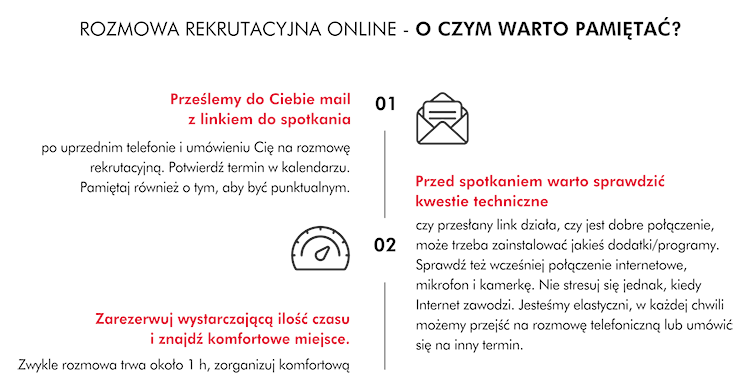 Infografika zawierająca praktyczne wskazówki dla dobrego przygotowania do spotkania rekrutacyjnego online (teaser)