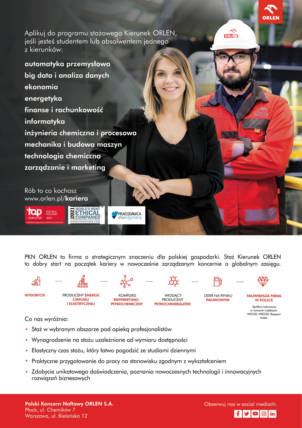 Plakat z kierunkami studiów
